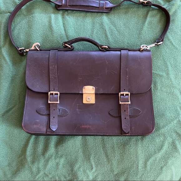 Filson Bridle Leather Briefcase - Field Satchel Made In USA Veg Tan Leather - Picture 9 of 14